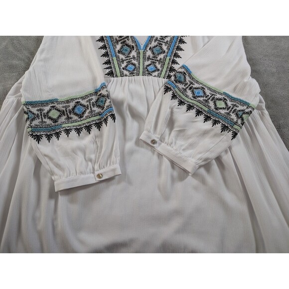 Soft Surroundings Dress Women's XL Daisha Gauze White Embroidery Boho Preppy - Picture 5 of 11